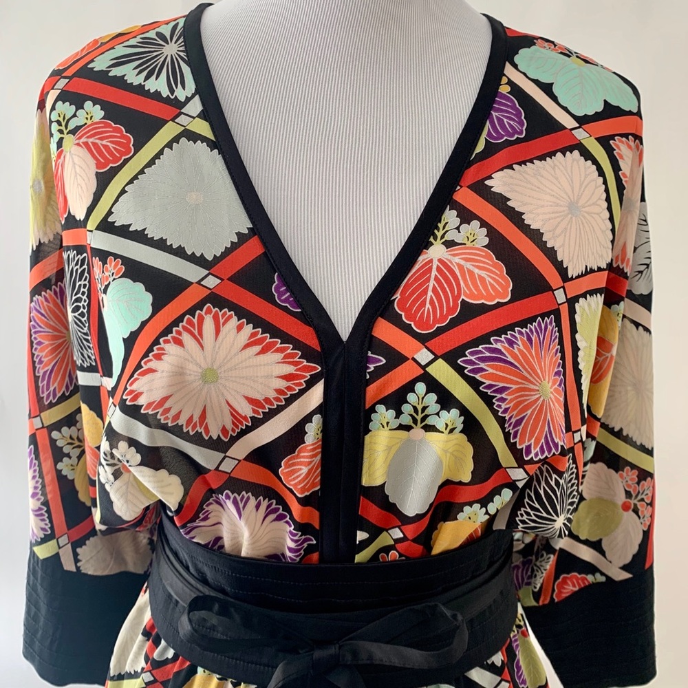 Trina Turk Japanese Kimono style silk dress